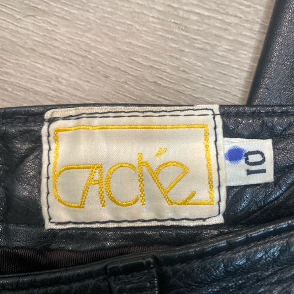 Cache Vintage Genuine Leather Black Pants size 10 - Picture 3 of 7